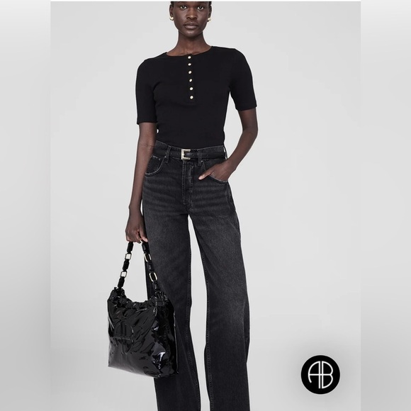 Anine Bing Kate black shoulder bag patent leather NWT and dust bag. - Picture 5 of 13